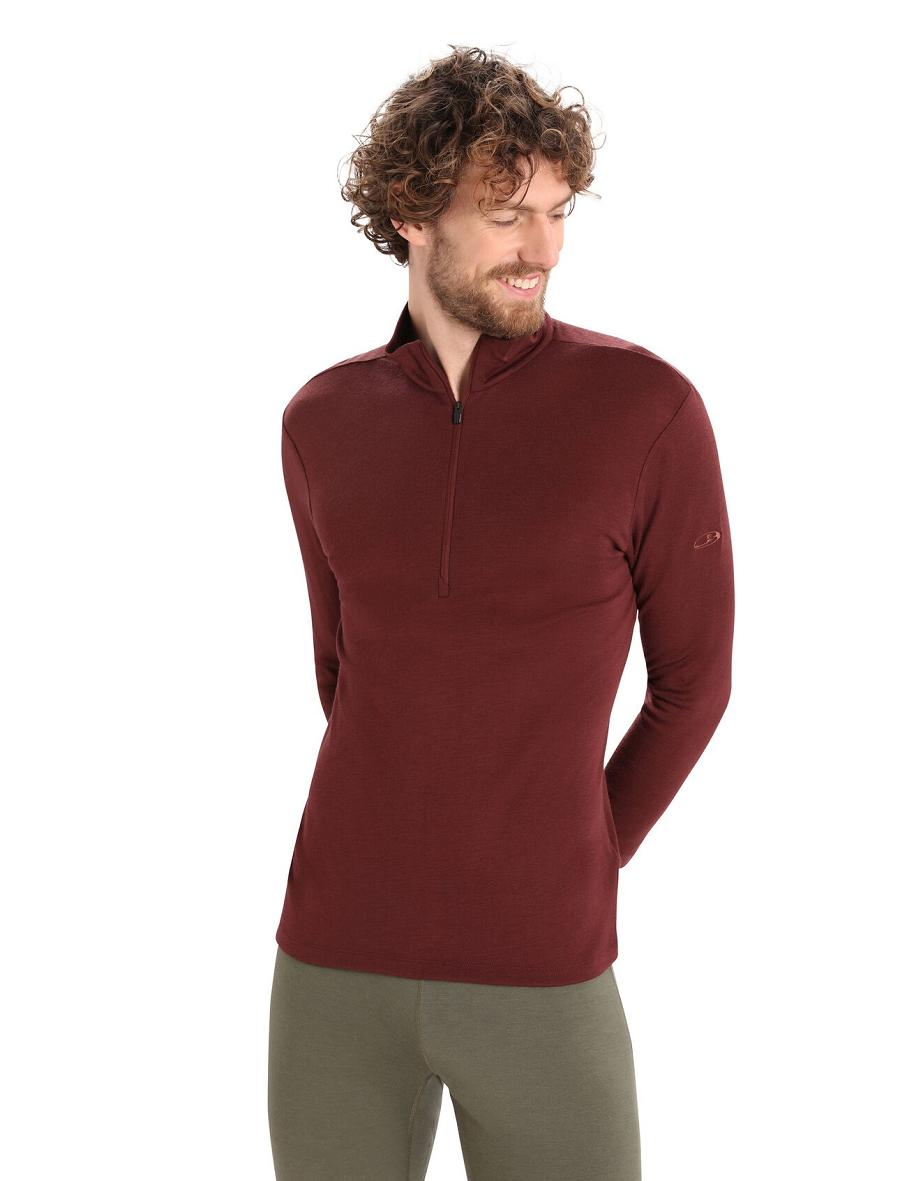 Icebreaker Merino 175 Everyday Long Sleeve Half Zip Thermal Top Férfi Base Layers Piros | HU 1370BEXC